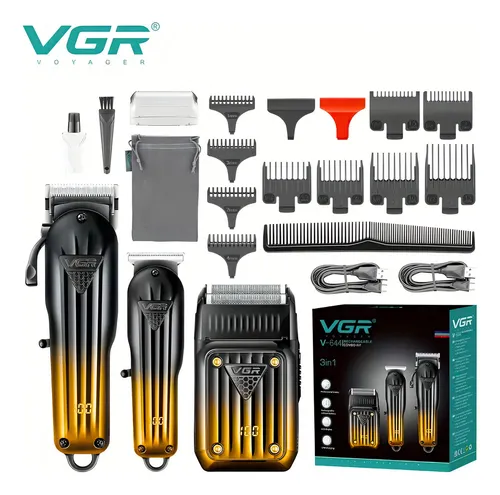 Barber Combo Vgr V-644 Cortadora Pelo Negro/dorado 3 En 1 Negro/dorado - Imagen 3