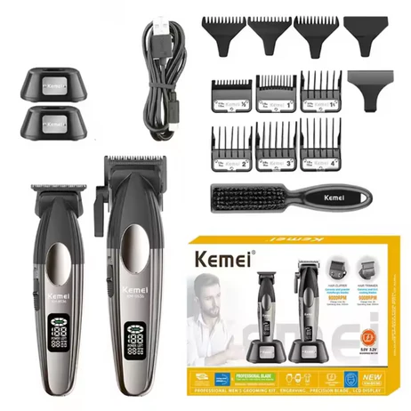 Barber Combo Kemei Cortadora y Patillera con Base 9000 RPM - Imagen 2