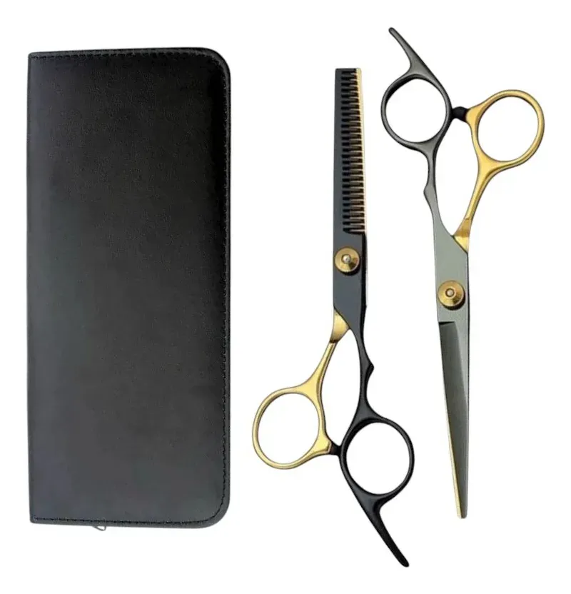 Kit Tijeras Filo Navaja+esculpidora Negro Dorado Obopekal - Imagen 2